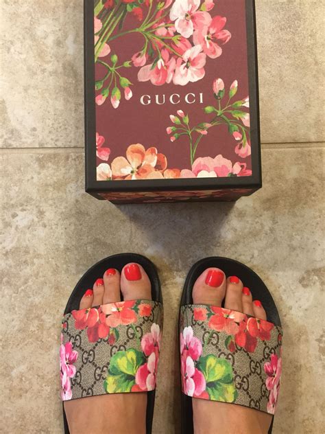 gucci slip on floral|Gucci floral slides outfit.